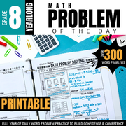 8th Grade Math Word Problem of the Day Daily Problem Solving Bellwork or Homework