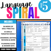 5th  Grade Daily Language Spiral Review - Differentiated Teaching with Rebecca Davies