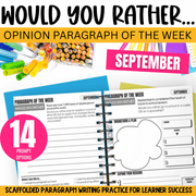 Would You Rather September Morning Work: This or That Paragraph Writing Practice
