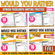 Would You Rather Fall Morning Work: This Or That Paragraph Writing Practice