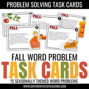 Fall Word Problem Task Cards for Grades 2-5