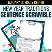 January Literacy Center: New Year Traditions Cut & Paste Book