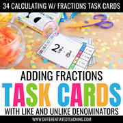 Adding fractions task cards