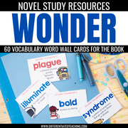 Wonder Novel Study Vocabulary: Free Word Wall Cards