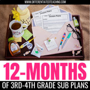 3rd & 4th Grade Sub Plan Bundle: Emergency Substitute Plans for the Whole School Year